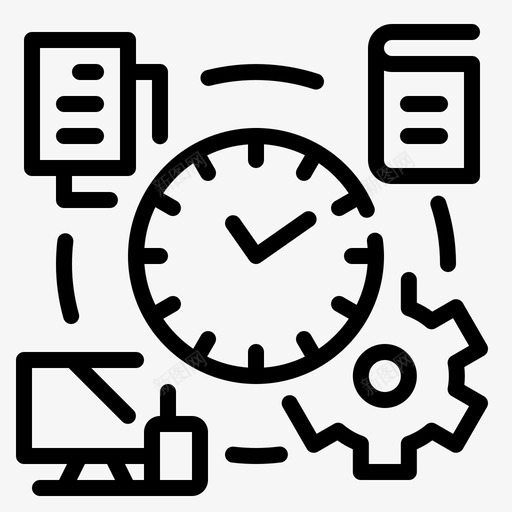 时间教育技术3线性图标svg_新图网 https://ixintu.com 教育技术 时间 线性