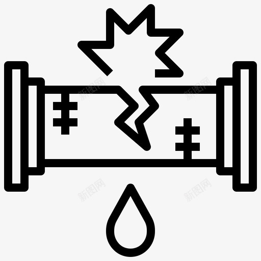 管道破裂污染16线性图标svg_新图网 https://ixintu.com 污染 破裂 管道 线性