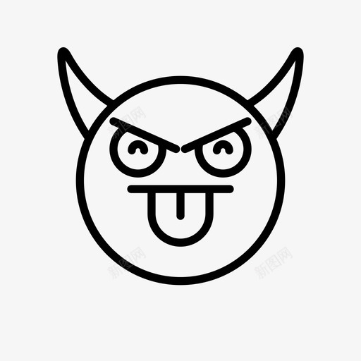 恶魔愤怒角图标svg_新图网 https://ixintu.com 1行 恶魔 愤怒 符号 舌头 表情