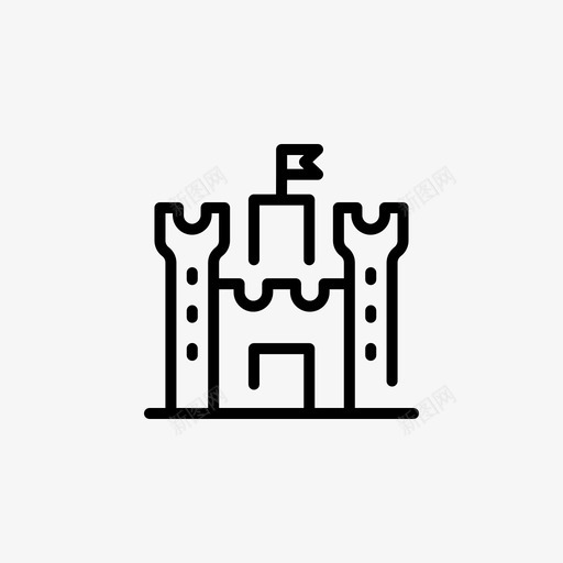 城堡中世纪34直线图标svg_新图网 https://ixintu.com 中世纪34 城堡 直线