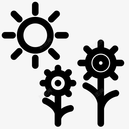 农业花卉自然图标svg_新图网 https://ixintu.com 农业 自然 自然和农业大胆的线条集197 花卉 阳光