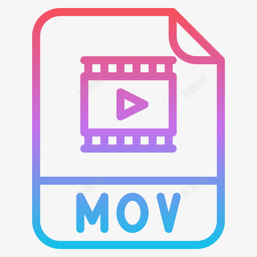 Mov文件扩展名1渐变图标svg_新图网 https://ixintu.com Mov 扩展名 文件 渐变