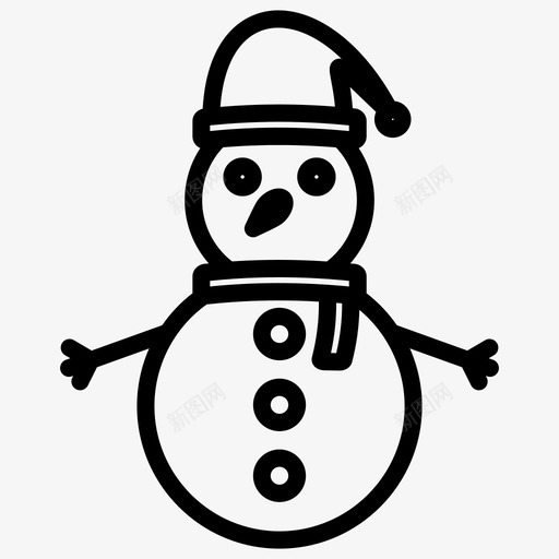 雪人圣诞节冬天图标svg_新图网 https://ixintu.com 冬天 加粗 圣诞节 粗线条 雪人