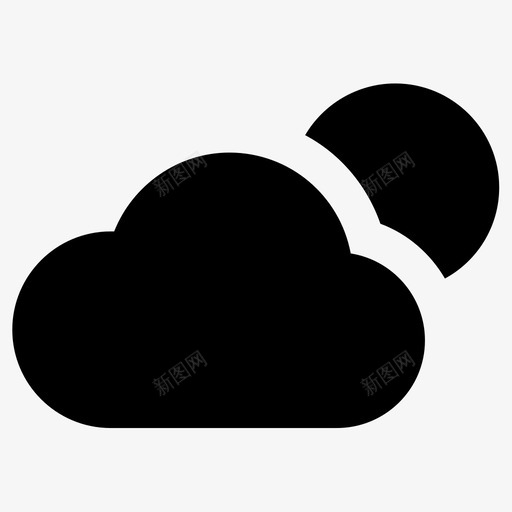 天气多云月亮图标svg_新图网 https://ixintu.com 云月 多云 夜晚 天气 太阳 月亮