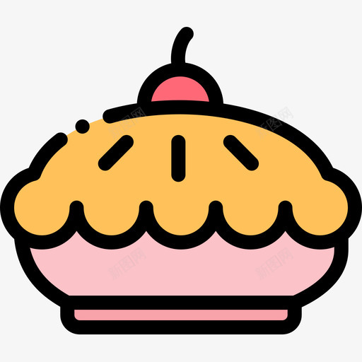 樱桃派面包店94线性颜色图标svg_新图网 https://ixintu.com 樱桃 线性 面包店 颜色