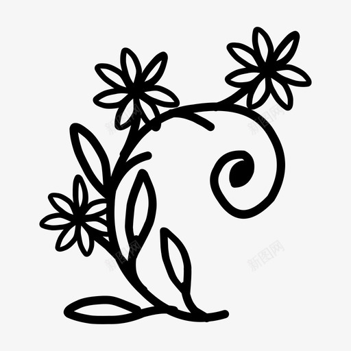 花茂盛叶图标svg_新图网 https://ixintu.com 叶 花 茂盛 藤蔓 螺旋