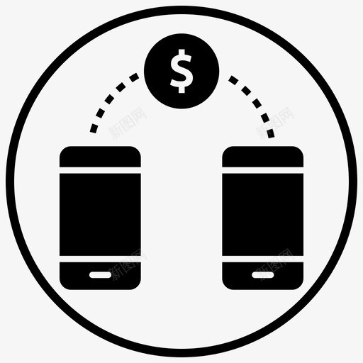转账手机银行汇款图标svg_新图网 https://ixintu.com 交易 出租车 手机 汇款 补圈 转账 银行