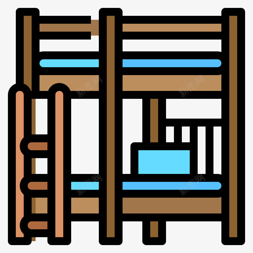 双层床家具153线性颜色图标svg_新图网 https://ixintu.com 双层 家具 线性 颜色