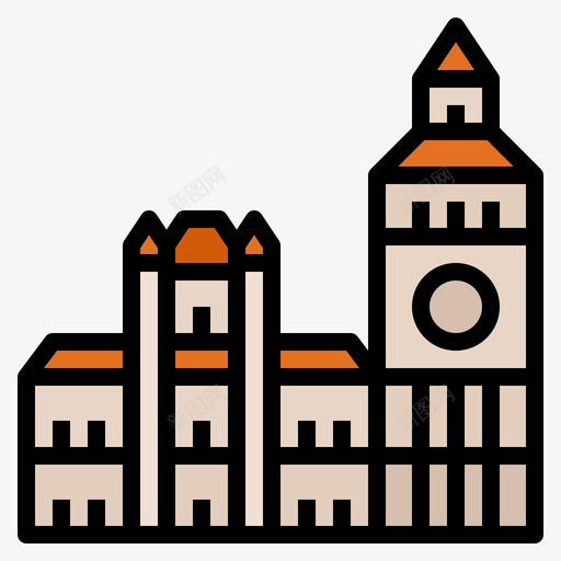 大本钟landmark36线性颜色图标svg_新图网 https://ixintu.com landmark 大本 线性 颜色