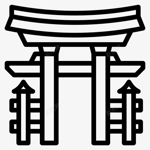 Itsukushima神社地标34轮廓图标svg_新图网 https://ixintu.com Itsukushima 地标 神社 轮廓