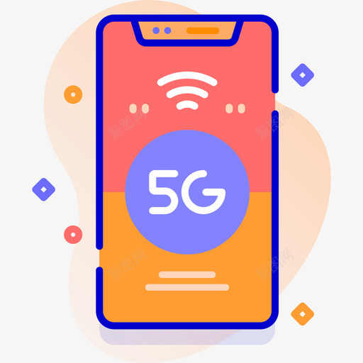 5g103技术线性颜色图标svg_新图网 https://ixintu.com 5g 技术 线性 颜色