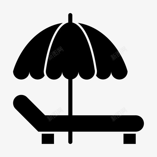 沙滩床阳伞日光浴图标svg_新图网 https://ixintu.com 日光浴 沙滩 阳伞 雨伞