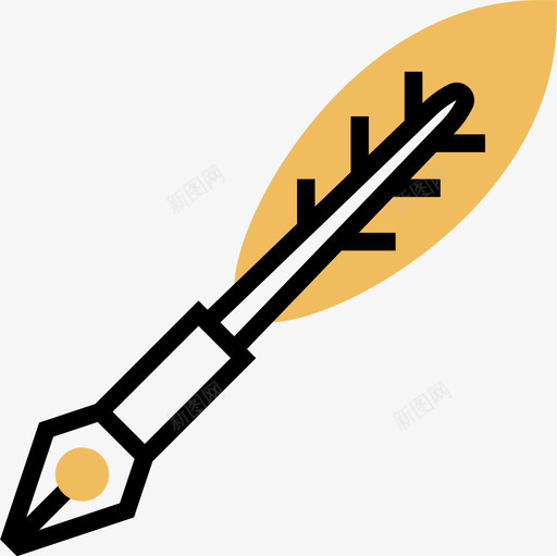 羽毛笔文具70黄影图标svg_新图网 https://ixintu.com 文具 毛笔 羽毛 黄影