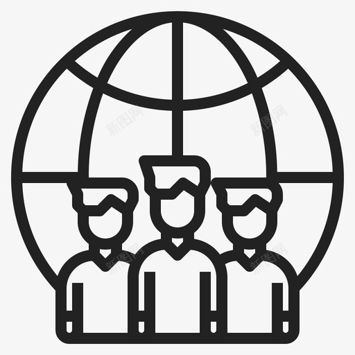 网络团队合作96直线型图标svg_新图网 https://ixintu.com 团队合作96 直线型 网络