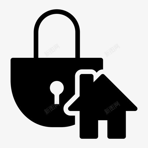 锁着的家房子挂锁图标svg_新图网 https://ixintu.com 安全 房子 挂锁 锁着