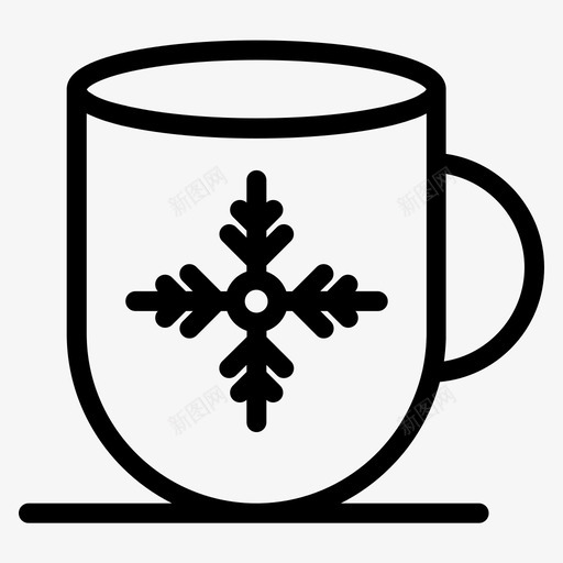 圣诞节咖啡杯子图标svg_新图网 https://ixintu.com 加粗 咖啡 圣诞 圣诞节 杯子 粗线条 马克
