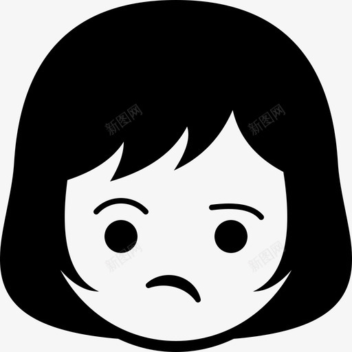 思考表情脸图标svg_新图网 https://ixintu.com 女孩 思考 脸 表情