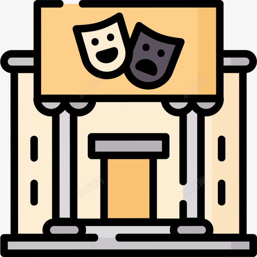 剧院城市12号楼线性颜色图标svg_新图网 https://ixintu.com 剧院 城市12号楼 线性颜色
