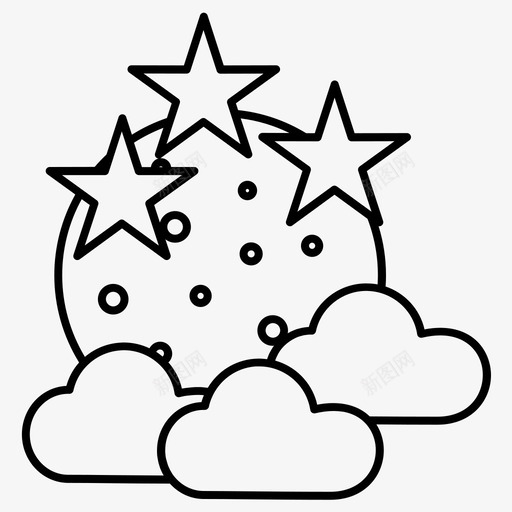 天空云彩魔法图标svg_新图网 https://ixintu.com 万圣节常规线条353 云彩 天空 魔法