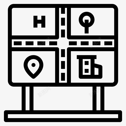 城市地图城市元素50线性图标svg_新图网 https://ixintu.com 元素 城市 城市地图 线性