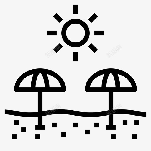 沙滩伞夏季111直线型图标svg_新图网 https://ixintu.com 夏季 沙滩 直线 线型