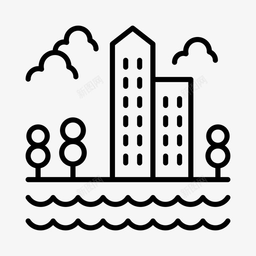 村庄建筑物城市图标svg_新图网 https://ixintu.com 城市 城镇 建筑物 村庄