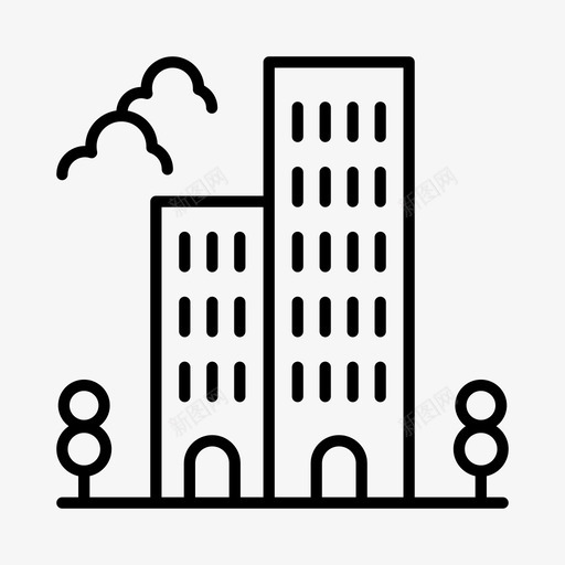 村庄建筑物城市图标svg_新图网 https://ixintu.com 城市 城镇 建筑物 村庄