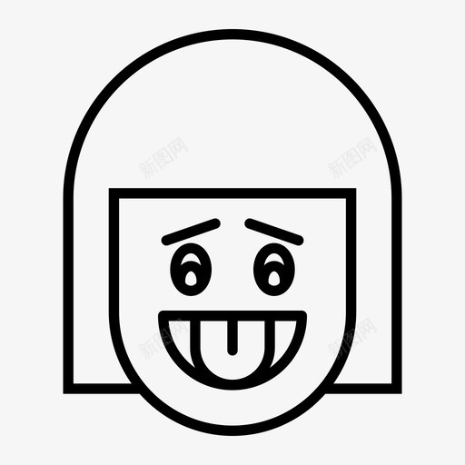 害羞表情女孩图标svg_新图网 https://ixintu.com 1行 女孩 害羞 舌头 表情