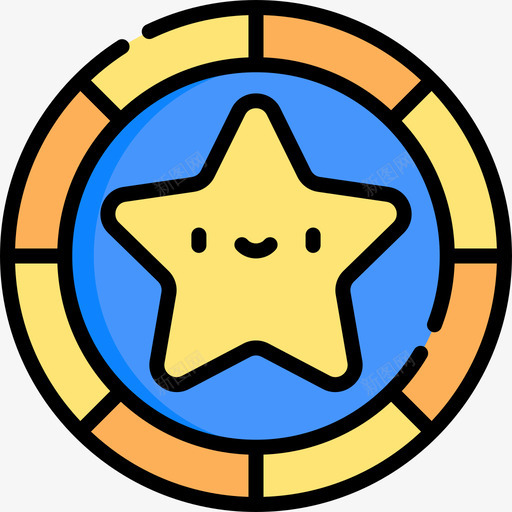 星星奖章和徽章4直线颜色图标svg_新图网 https://ixintu.com 奖章 徽章 星星 直线 颜色