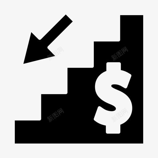 亏损业务成本下行图图标svg_新图网 https://ixintu.com 下行 下跌 业务 亏损 公司 图低 成本