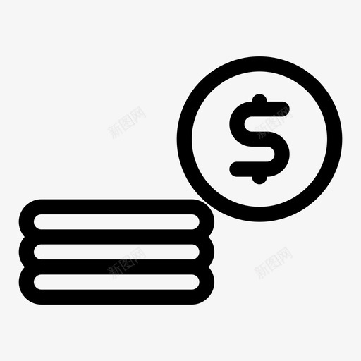 硬币美元现金收入图标svg_新图网 https://ixintu.com 办公工具 工资 收入 现金 硬币美元 钱