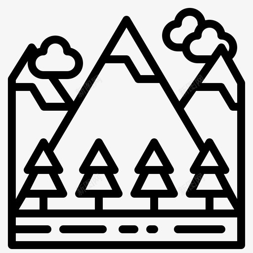 山森林风景图标svg_新图网 https://ixintu.com 户外 景观 树木 森林 自然 轮廓 风景