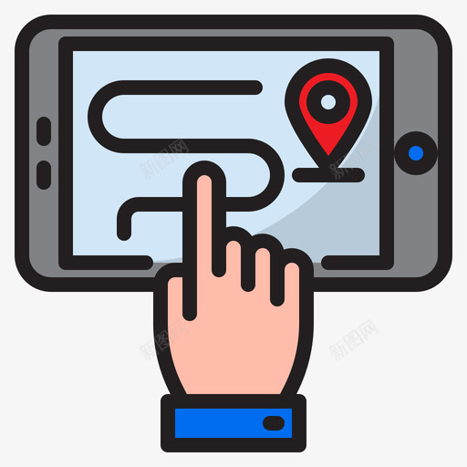 手机导航和地图3线性颜色图标svg_新图网 https://ixintu.com 地图 导航 手机 线性 颜色