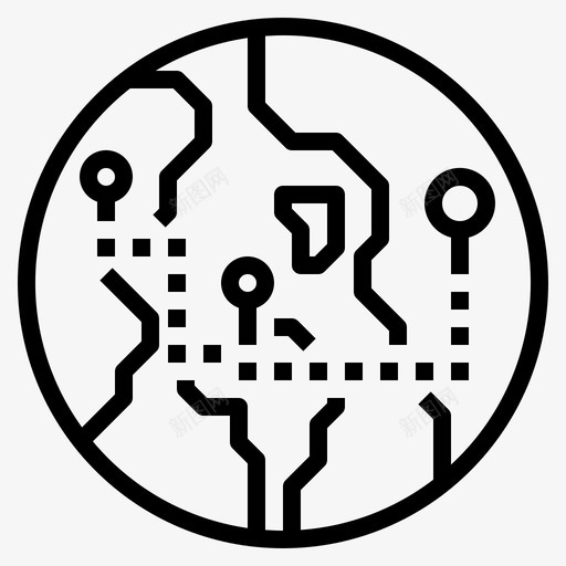 地球仪导航32线性图标svg_新图网 https://ixintu.com 地球仪 导航 线性