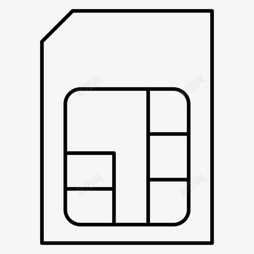 sim卡卡芯片图标svg_新图网 https://ixintu.com sim 存储 数据 数据库 电话 细线 芯片