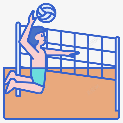 排球水上运动2线颜色图标svg_新图网 https://ixintu.com 排球 水上运动 颜色