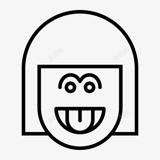 女孩表情微笑图标svg_新图网 https://ixintu.com 1行 女孩 微笑 舌头 表情