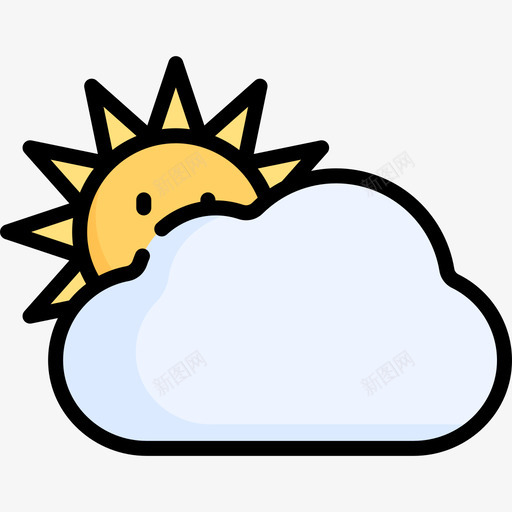 云和太阳自然121线性颜色图标svg_新图网 https://ixintu.com 云和太阳 线性颜色 自然121