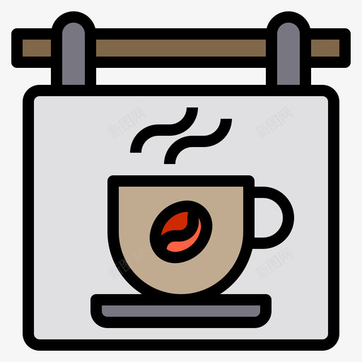 招牌咖啡店109线性颜色图标svg_新图网 https://ixintu.com 咖啡店 招牌 线性 颜色