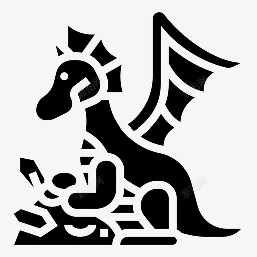 龙生物火图标svg_新图网 https://ixintu.com 中世纪 怪物 火 生物 神话 龙