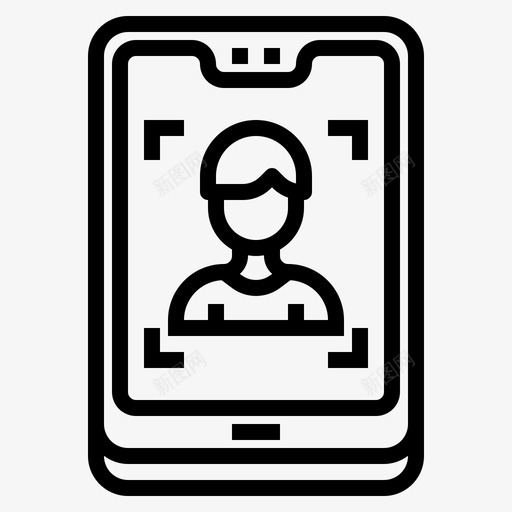 面部检测智能手机技术4线性图标svg_新图网 https://ixintu.com 手机 技术 智能 检测 线性 面部