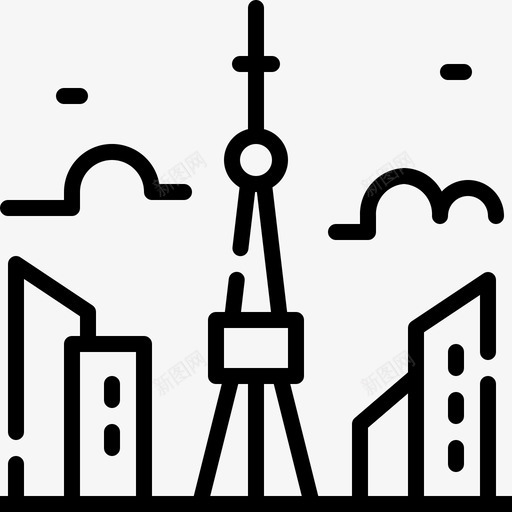 东京塔日本85直线图标svg_新图网 https://ixintu.com 东京塔 日本 直线