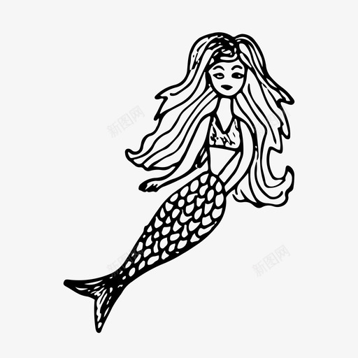 美人鱼童话幻想图标svg_新图网 https://ixintu.com 尾巴 幻想 手绘 童话 美人鱼 魔法