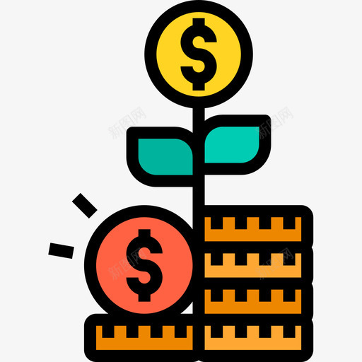 金钱商业理念6线条色彩图标svg_新图网 https://ixintu.com 商业 理念 线条 色彩 金钱