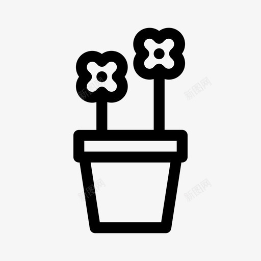 花卉花盆植物图标svg_新图网 https://ixintu.com 室内 木质 植物 花卉 花盆