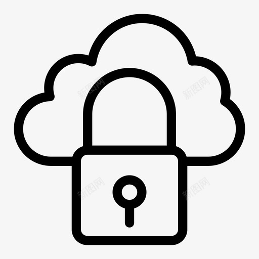 锁云私有图标svg_新图网 https://ixintu.com 云计算 保护 图标 安全 私有 线图