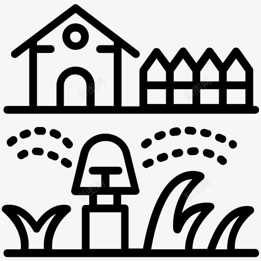 洒水器灌溉系统草坪浇水图标svg_新图网 https://ixintu.com 水灌溉 洒水器 灌溉系统 自动草坪浇水图标 草坪浇水