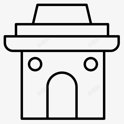 印度印度门地标图标svg_新图网 https://ixintu.com 共和国 印度 地标 细线