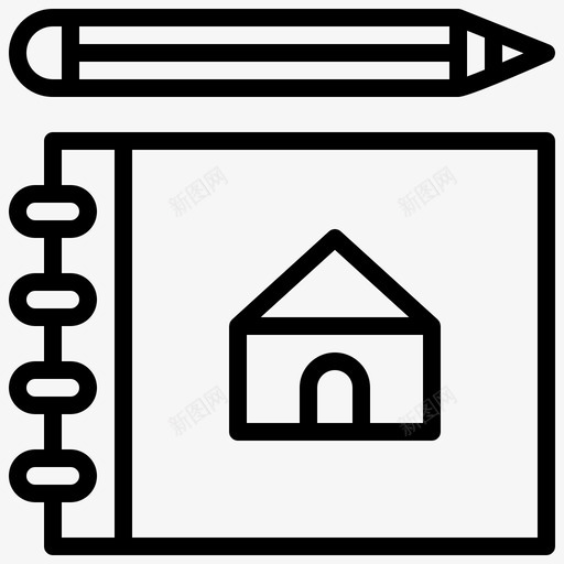 素描建筑73线性图标svg_新图网 https://ixintu.com 建筑 素描 线性