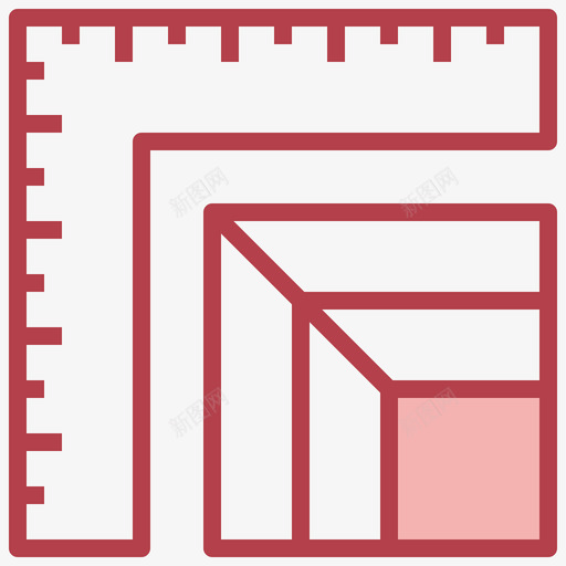 尺子建筑75红色图标svg_新图网 https://ixintu.com 尺子 建筑 红色